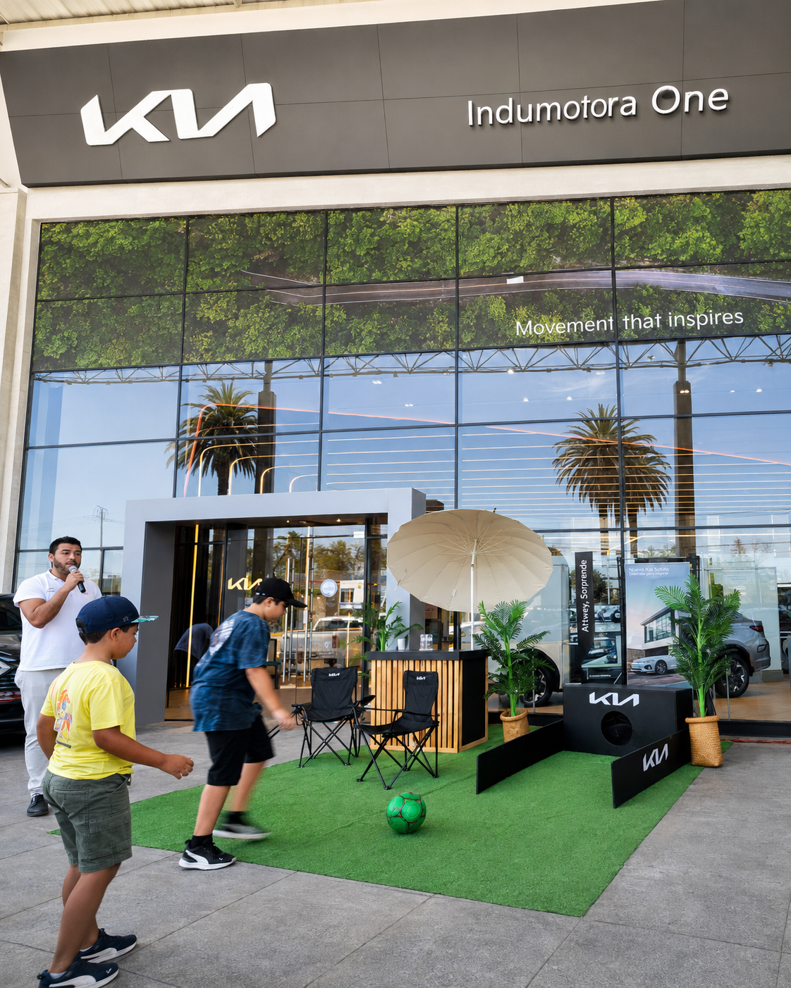 Juego de patear la pelota en activación BTL de Kia